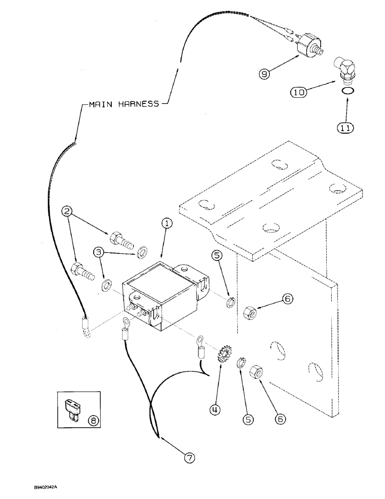 Схема запчастей Case 590 - (4-49A) - BACKUP ALARM, P.I.N. JJG0206623 AND AFTER (04) - ELECTRICAL SYSTEMS