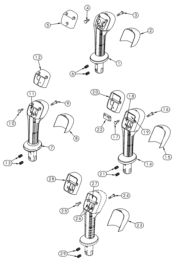 Схема запчастей Case 75XT - (04-23) - CONTROLS, RIGHT HAND - HANDLE (04) - ELECTRICAL SYSTEMS