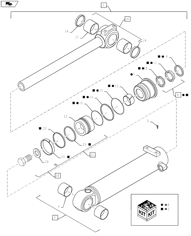 Схема запчастей Case 621F - (39.100.09[01]) - CYLINDER ASSY TILT LOADER BUCKET XR/LR (39) - FRAMES AND BALLASTING