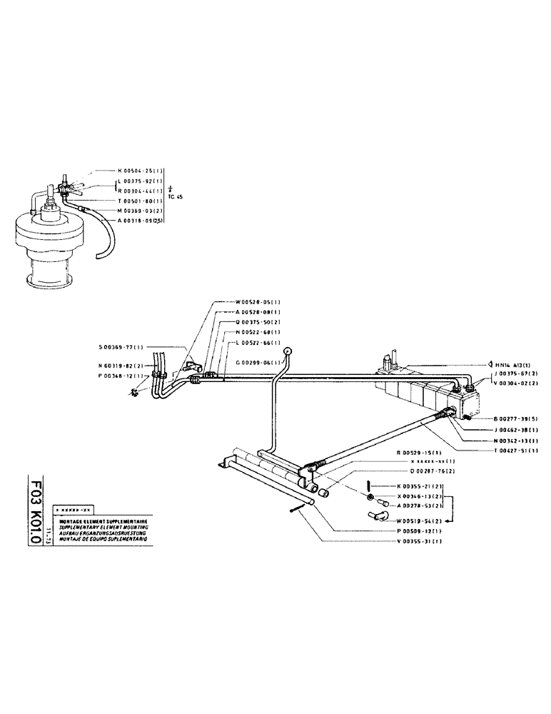 Схема запчастей Case TC45 - (057) - SUPPLEMENTARY ELEMENT MOUNTING 