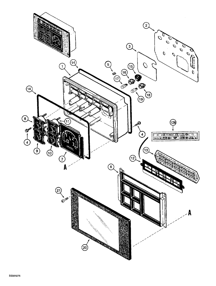 Схема запчастей Case 760 - (04-036) - INSTRUMENT CLUSTER, USED WITH BOSCH ALTERNATOR (55) - ELECTRICAL SYSTEMS