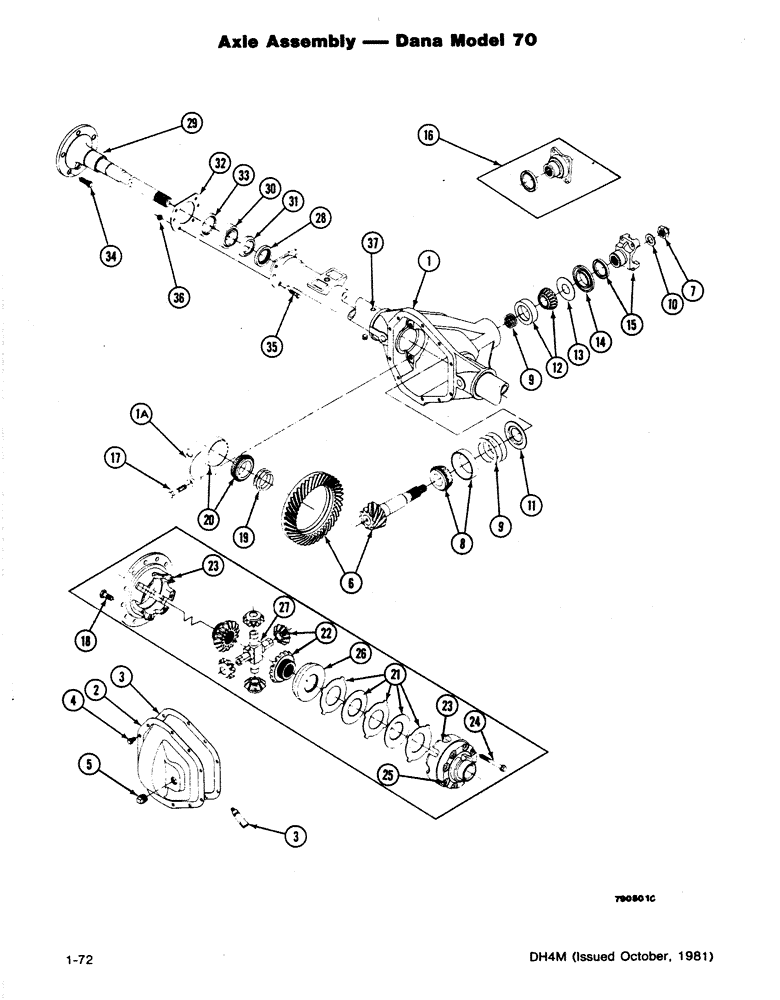 Схема запчастей Case DH4B - (1-72) - AXLE ASSEMBLY - DANA MODEL 70 (25) - FRONT AXLE SYSTEM