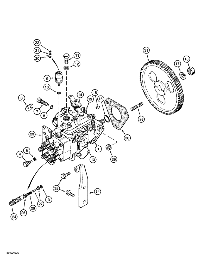 Схема запчастей Case 621B - (3-12) - FUEL INJECTION PUMP AND DRIVE, 6T-590 ENGINE, PRIOR TO LOADER P.I.N. JEE0053350 (03) - FUEL SYSTEM