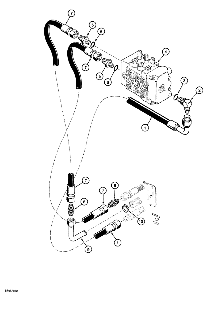 Схема запчастей Case 760 - (08-135A) - PLOW HYD. CIRCUIT PLOW CNTRL VALVE SUPPLY & RETURN LINES UNITS W/O QUAD OPTION, PIN JAF0104938 & AFT (35) - HYDRAULIC SYSTEMS