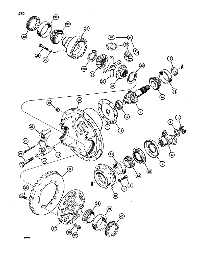 Схема запчастей Case W24C - (270) - REAR AXLE DIFFERENTIAL - ROCKWELL (06) - POWER TRAIN