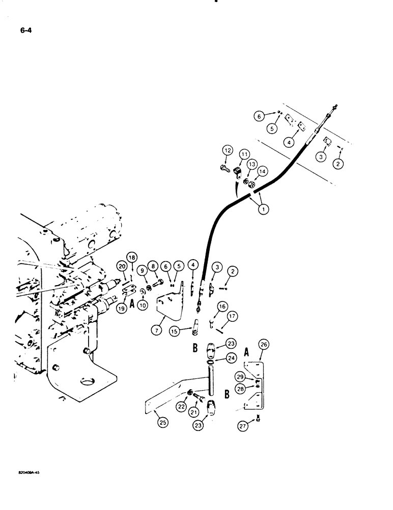 Схема запчастей Case W20C - (6-04) - TRANSMISSION CONTROL PARTS, CABLE AND CABLE MOUNTING (06) - POWER TRAIN