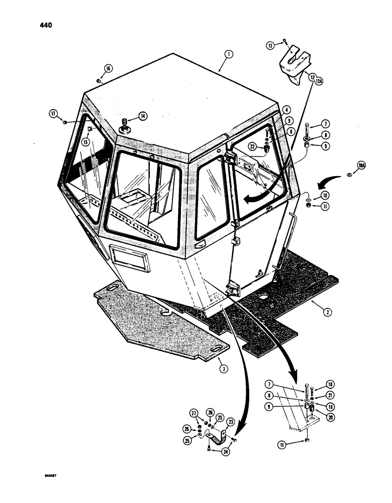 Схема запчастей Case W24C - (440) - CAB MOUNTING (09) - CHASSIS/ATTACHMENTS