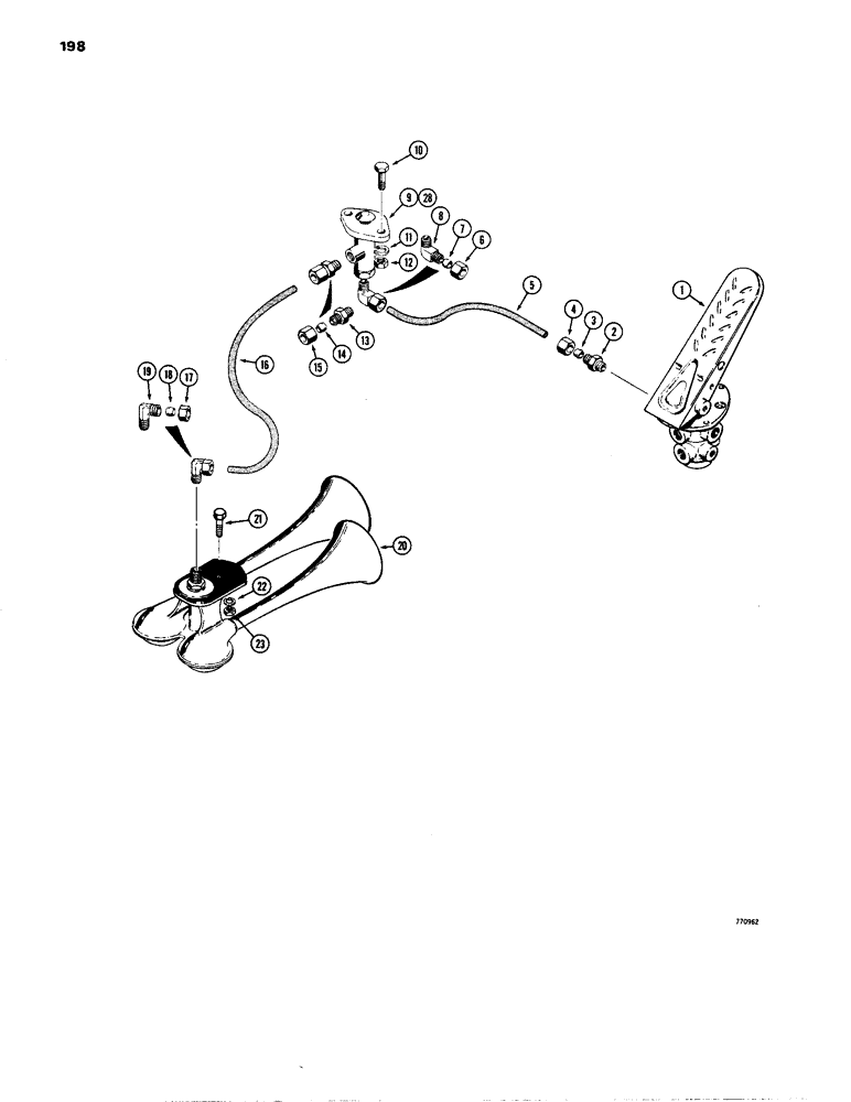 Схема запчастей Case W24B - (198) - BRAKE SYSTEM, TREADLE TO HORN (07) - BRAKES