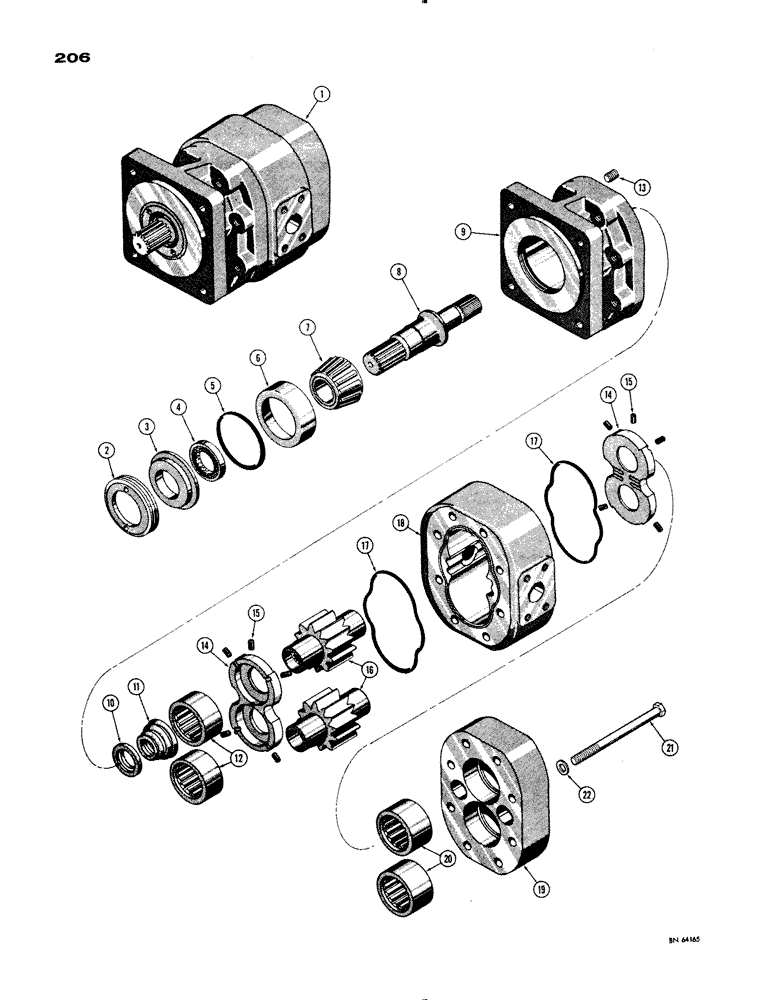Схема запчастей Case 1150 - (206) - D43363 LOADER PUMP (07) - HYDRAULIC SYSTEM