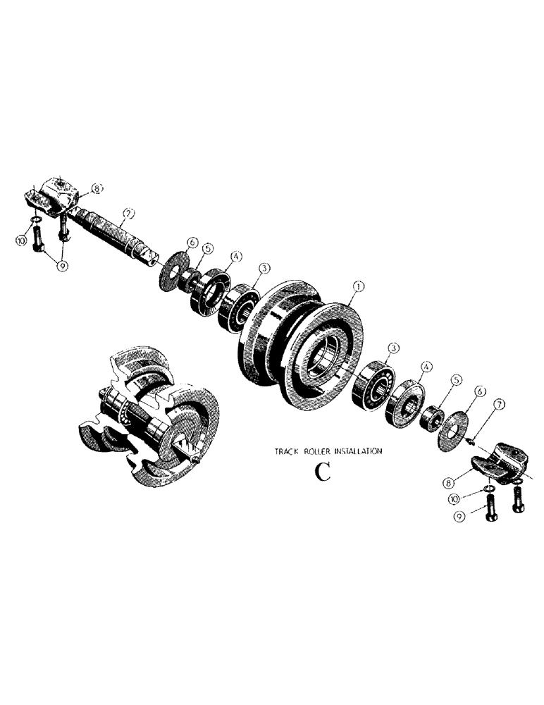 Схема запчастей Case 300 - (059) - TRACK ROLLER INST. (04) - UNDERCARRIAGE