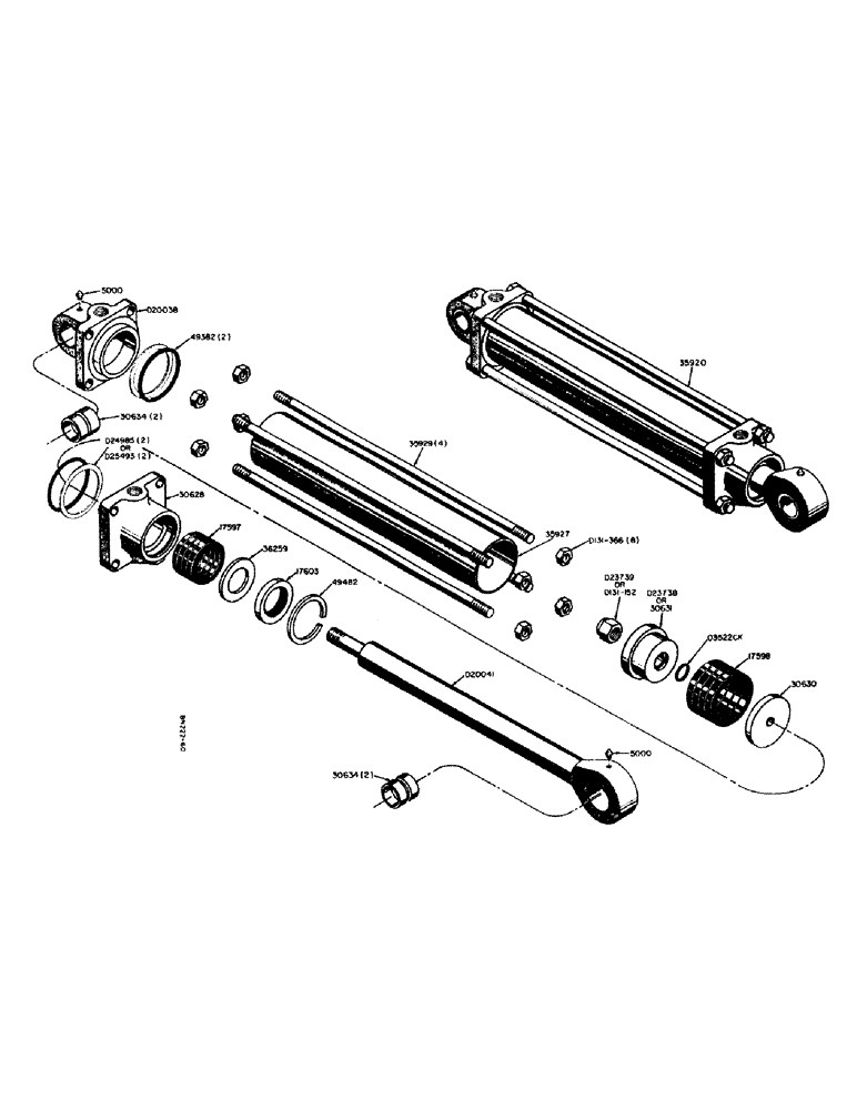 Схема запчастей Case 310 - (52) - 35920 HYDRAULIC LOADER LIFT CYLINDERS (1-1/4" ROD) 