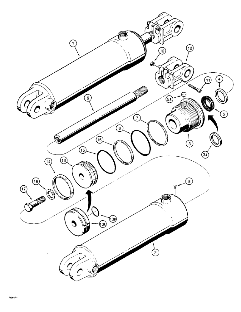Схема запчастей Case W4 - (162) - G34196 AND G34197 FORKLIFT TILT CYLINDER (08) - HYDRAULICS