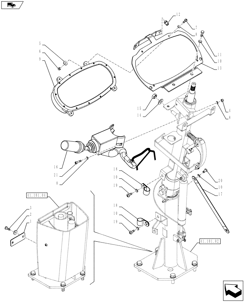 Схема запчастей Case 921F - (41.101.03) - CAB, STEERING COLUMN ACCESSORY (41) - STEERING