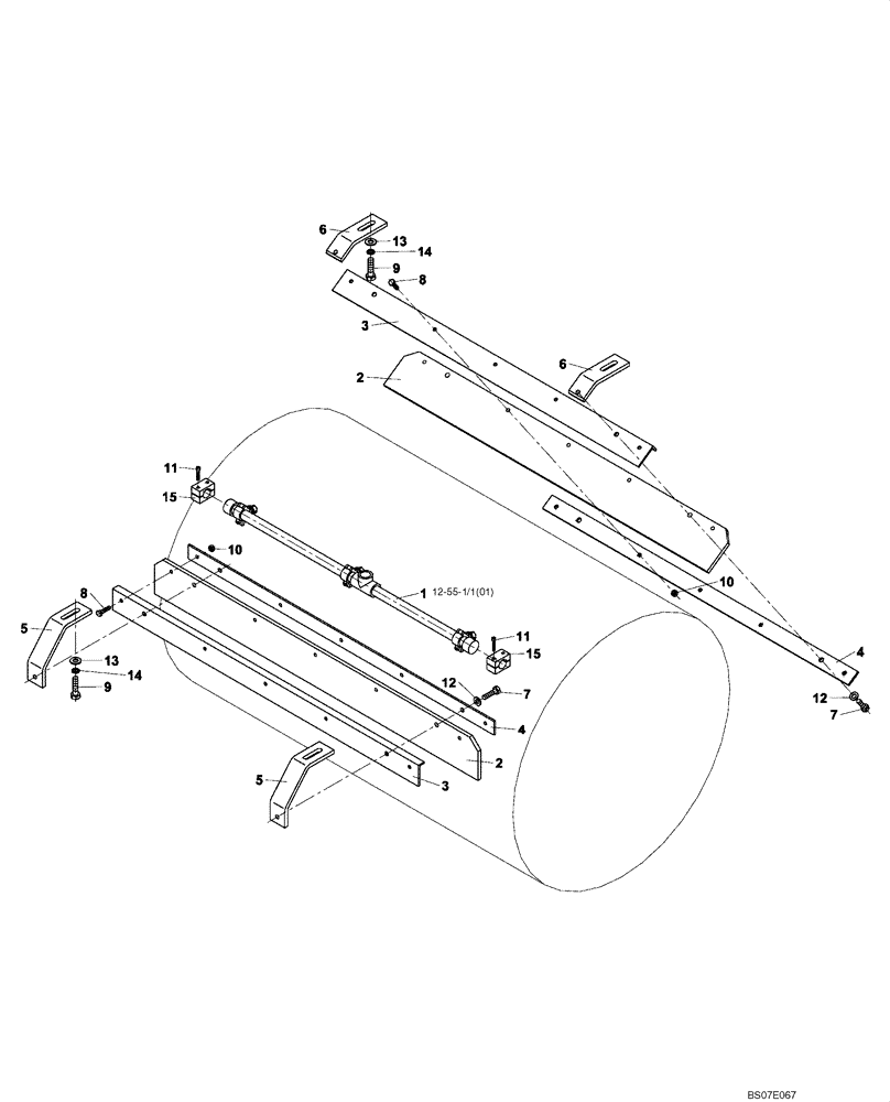 Схема запчастей Case DV201 - (12-55/1[01]) - DRUM SCRAPERS (GROUP 55/1) (09) - CHASSIS/ATTACHMENTS