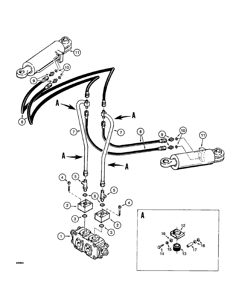 Схема запчастей Case 1187 - (208) - ROTARY CUTTER HYDRAULICS, DIVERTER VALVE TO GRAB ARM CYLINDERS (07) - HYDRAULIC SYSTEM
