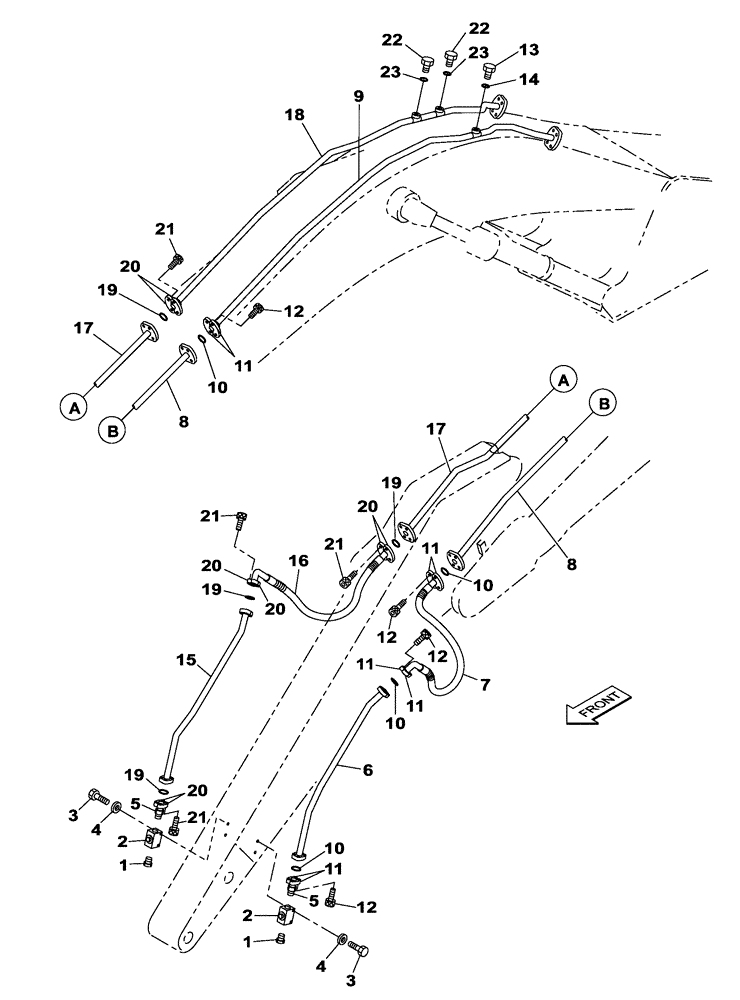 Схема запчастей Case CX350C - (08-018[00]) - HYDRAULIC CIRCUIT - MONOBLOCK BOOM - DIPPER - 3.25 M - OPTIONAL (08) - HYDRAULICS
