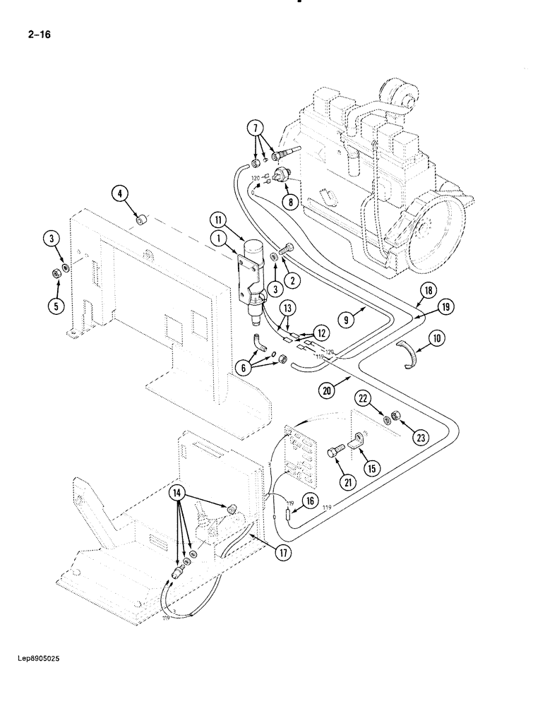 Схема запчастей Case 888 - (2-016) - ETHER STARTING SYSTEM, P.I.N. FROM 15262 AND AFTER (02) - ENGINE