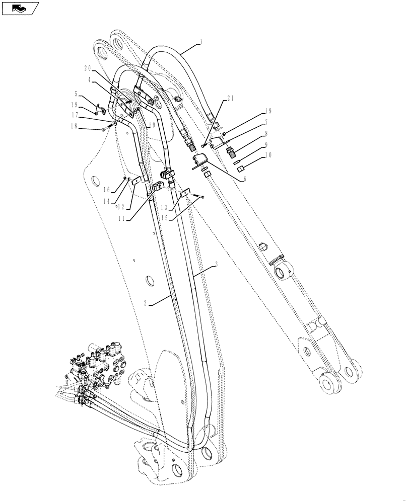 Схема запчастей Case 590SN - (35.726.11[01]) - HYDRAULICS - BACKHOE AUXILIARY (590SN) (35) - HYDRAULIC SYSTEMS