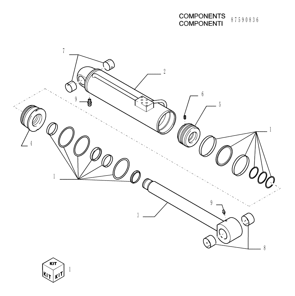 Схема запчастей Case TX742 - (9.80092[09]) - ARM FOR 4 FUNCTIONS (42 FEET) - OPTIONAL CODE 749027341 (83) - TELESCOPIC SINGLE ARM