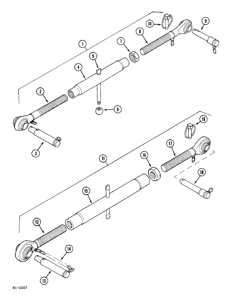 Схема запчастей Case 380B - (9-304) - THREE POINT HITCH UPPER LINK (09) - CHASSIS/ATTACHMENTS