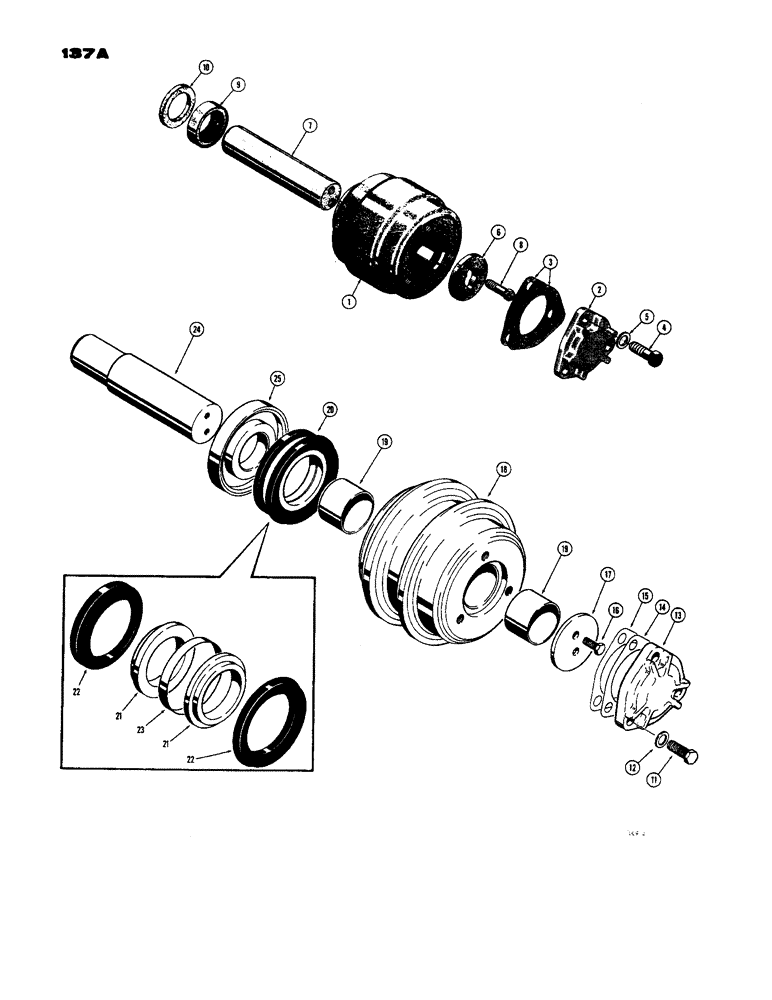 Схема запчастей Case 450 - (137A) - TRACK CARRIER ROLLERS, D35352 CARRIER ROLLER (NON-FACE (04) - UNDERCARRIAGE