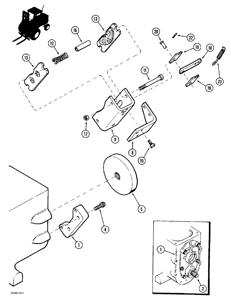 Схема запчастей Case 585E - (7-06) - TRANSAXLE PARK BRAKE, 2 WHEEL DRIVE (07) - BRAKES