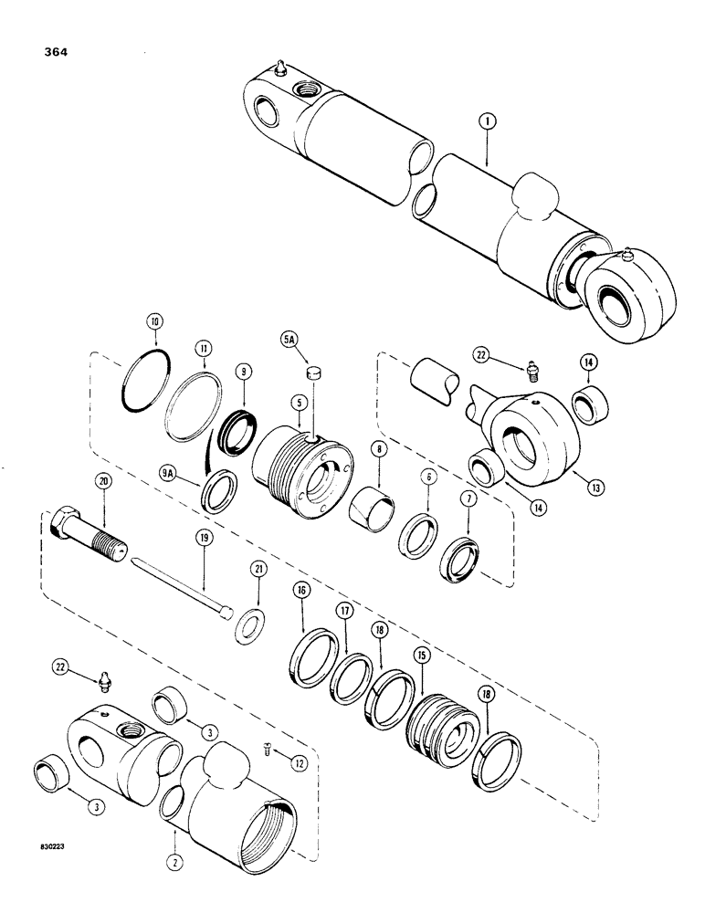 Схема запчастей Case 480C - (364) - G101198 BACKHOE BOOM CYLINDER, WITH ONE PIECE PISTON (35) - HYDRAULIC SYSTEMS