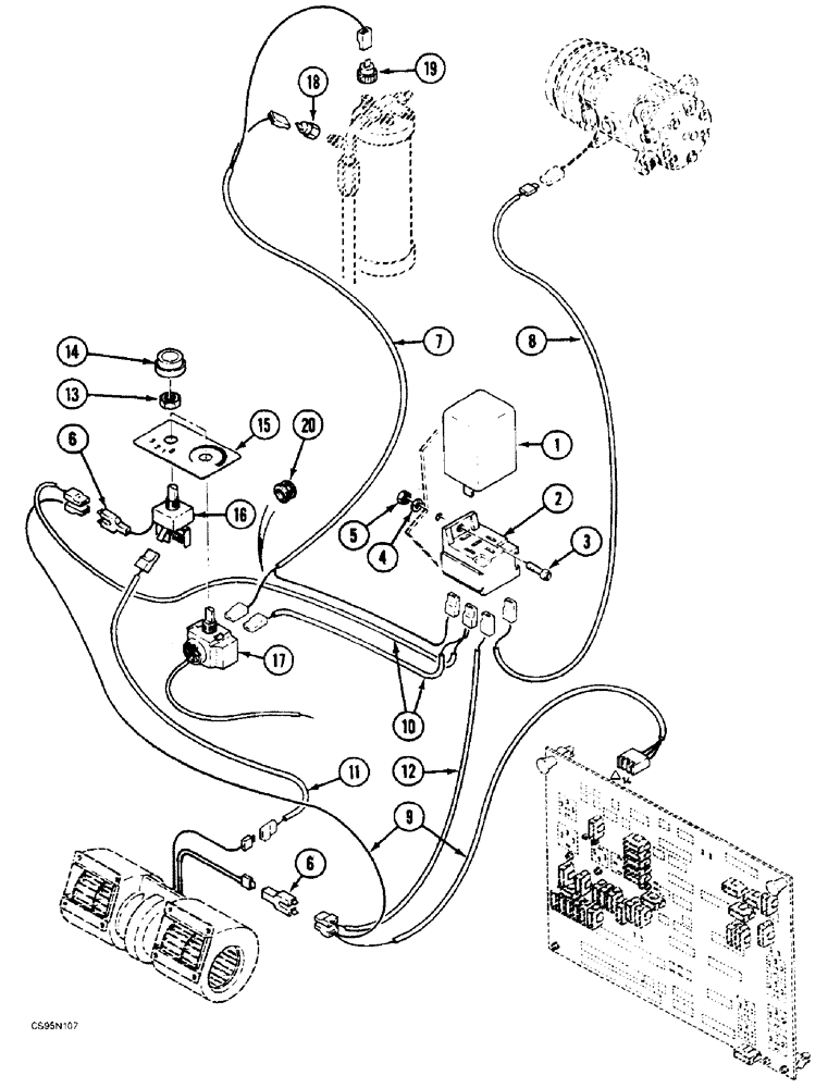 Схема запчастей Case 688BCK - (4-46) - CAB AIR CONDITIONING - ELECTRICAL CIRCUIT, 688B CK (120301-) (06) - ELECTRICAL SYSTEMS