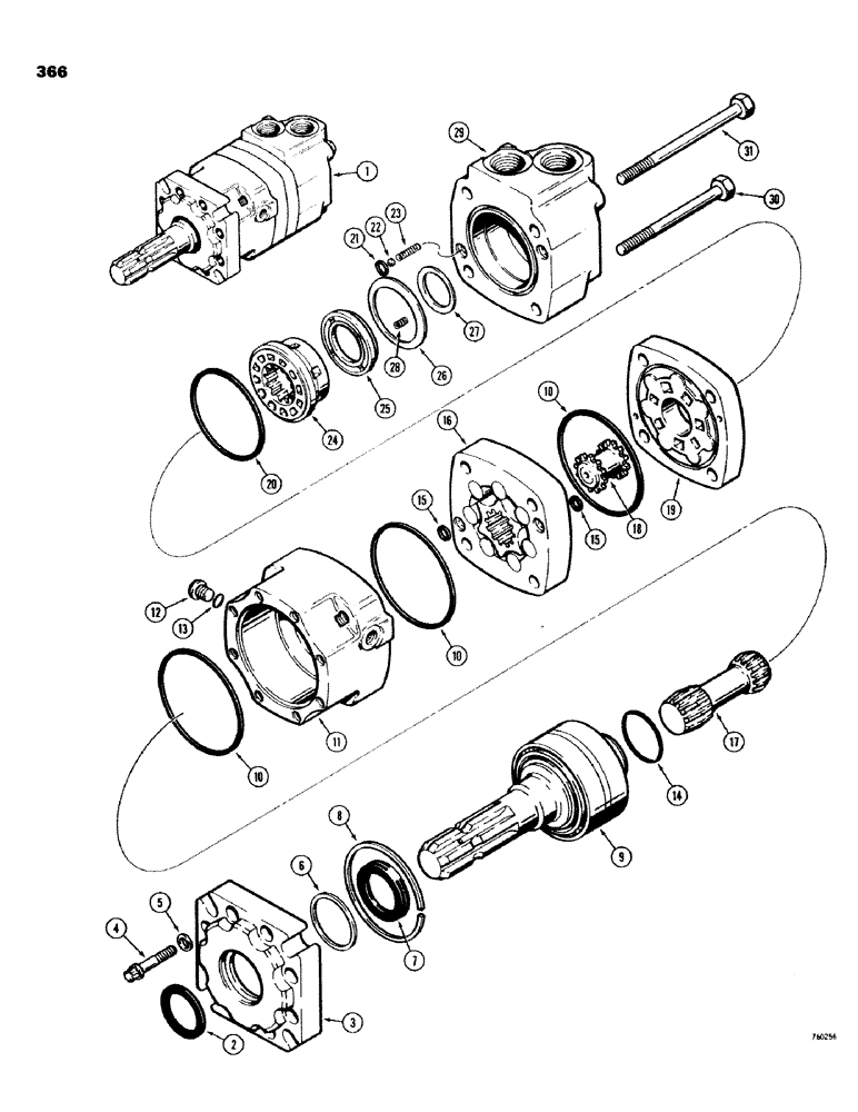 Схема запчастей Case 580C - (366) - D71868 PTO HYDRAULIC MOTOR (08) - HYDRAULICS