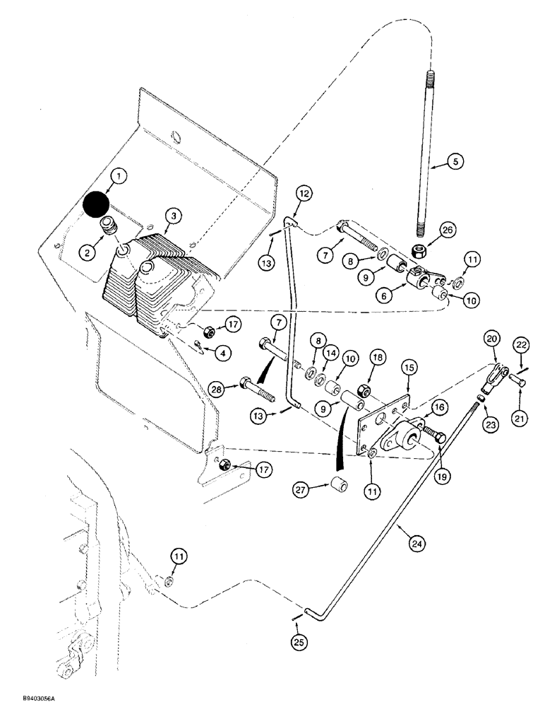 Схема запчастей Case 590 - (6-29A) - FRONT DRIVE AXLE CONTROL, WITH SHIFT LEVER THREADED TO BELLCRANK (06) - POWER TRAIN
