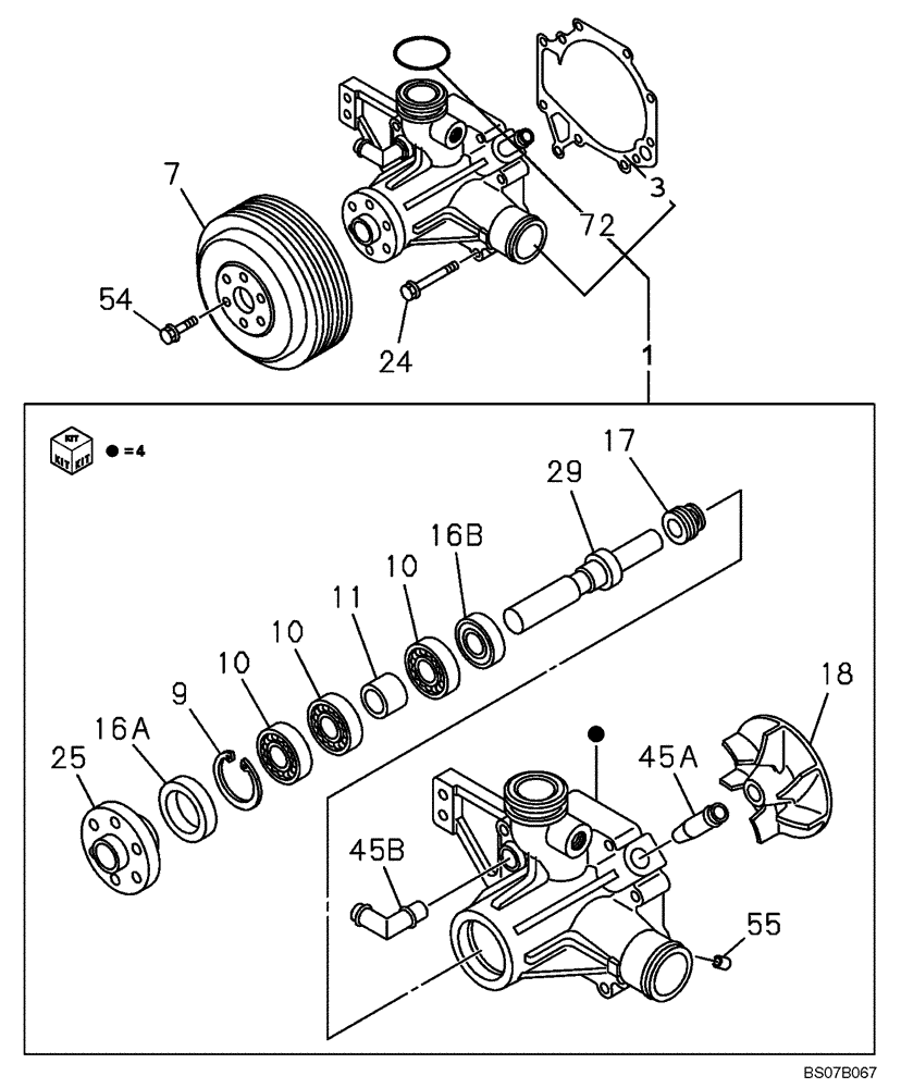 Схема запчастей Case CX470B - (02-26) - WATER PUMP SYSTEM (02) - ENGINE