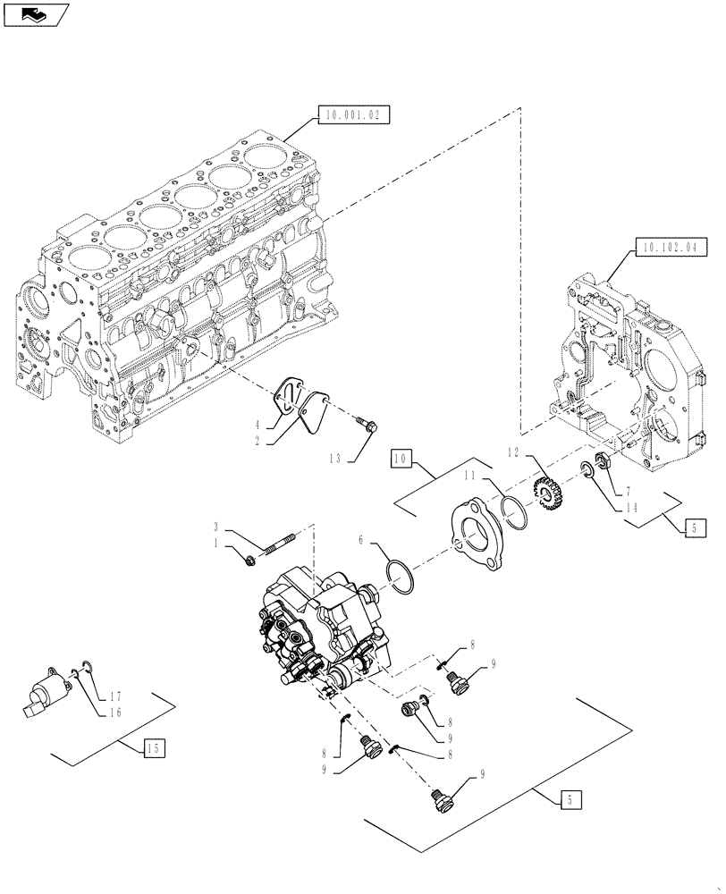 Схема запчастей Case F4HFE613P A004 - (10.247.01) - INJECTION PUMP (504041280) (10) - ENGINE