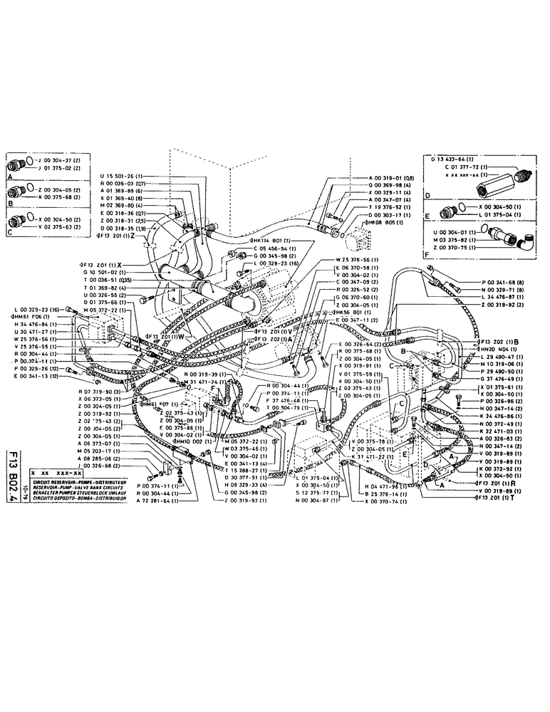 Схема запчастей Case RC200L - (045) - RESERVOIR-PUMP-VALVE-BANK CIRCUITS 