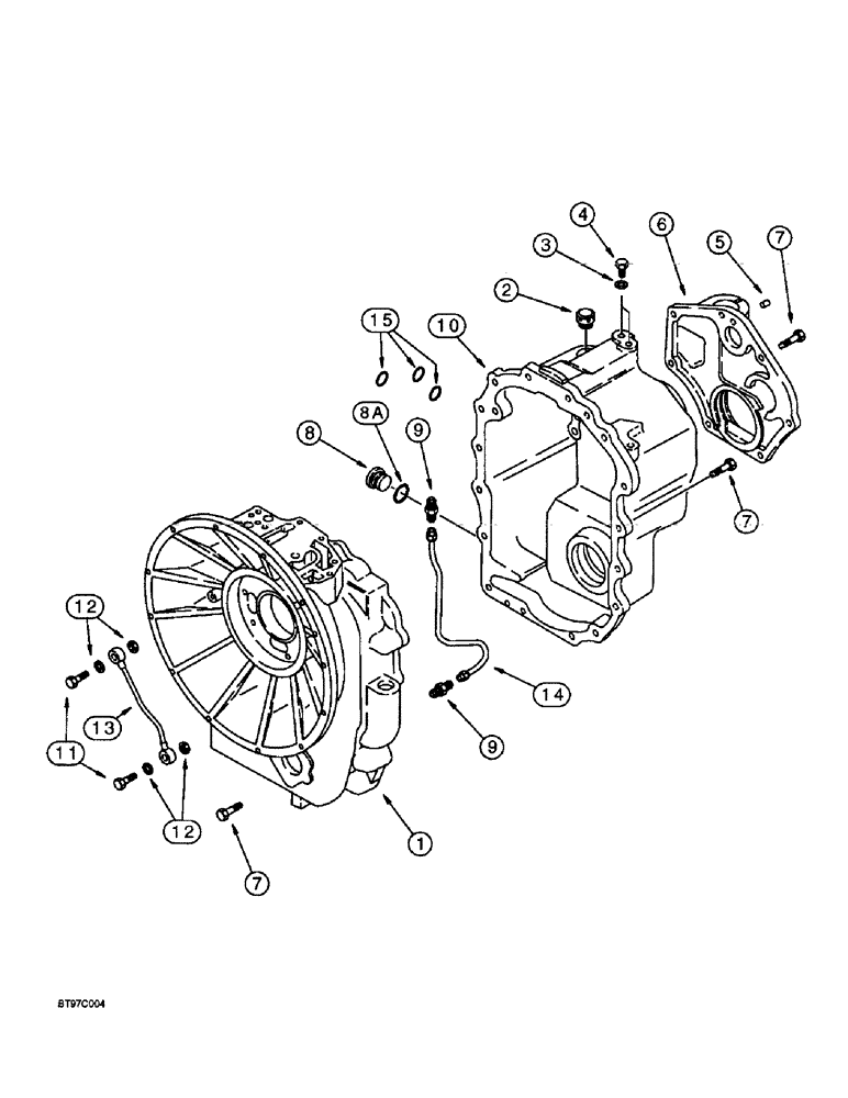 Схема запчастей Case 580L - (6-028) - TRANSMISSION ASSEMBLY, TRANSMISSION HOUSING - FOUR WHEEL DRIVE (06) - POWER TRAIN