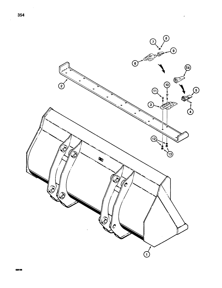 Схема запчастей Case W20B - (354) - LOADER BUCKET, 1-3/4 YD {3} BUCKET - 92.6" WIDE, (1.34 M {3} -2352MM WIDE) (09) - CHASSIS/ATTACHMENTS
