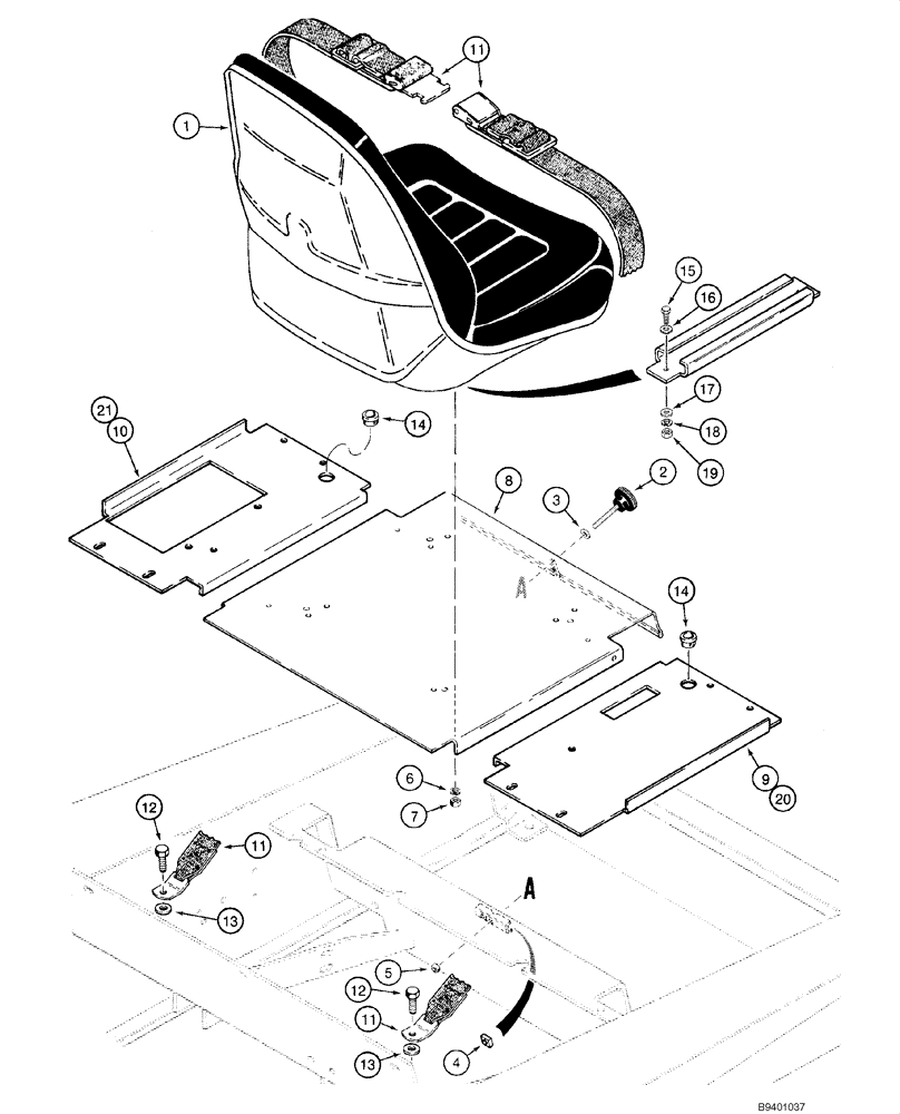 Схема запчастей Case 1845C - (09-28) - SEAT, MOUNTING - NON-SUSPENSION AND SUSPENSION (EUROPE) (09) - CHASSIS/ATTACHMENTS