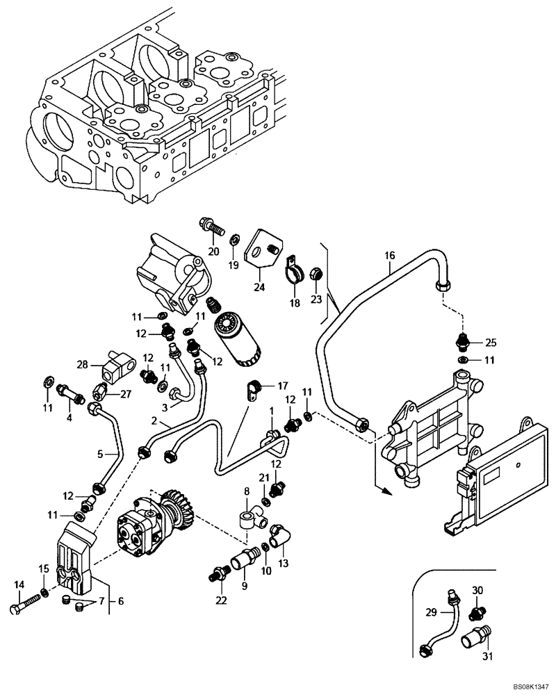 Схема запчастей Case 330B - (01A00000339[001]) - LINES, FUEL (P.I.N. HHD0330BN7PG57000 AND AFTER) (84163588) (01) - ENGINE