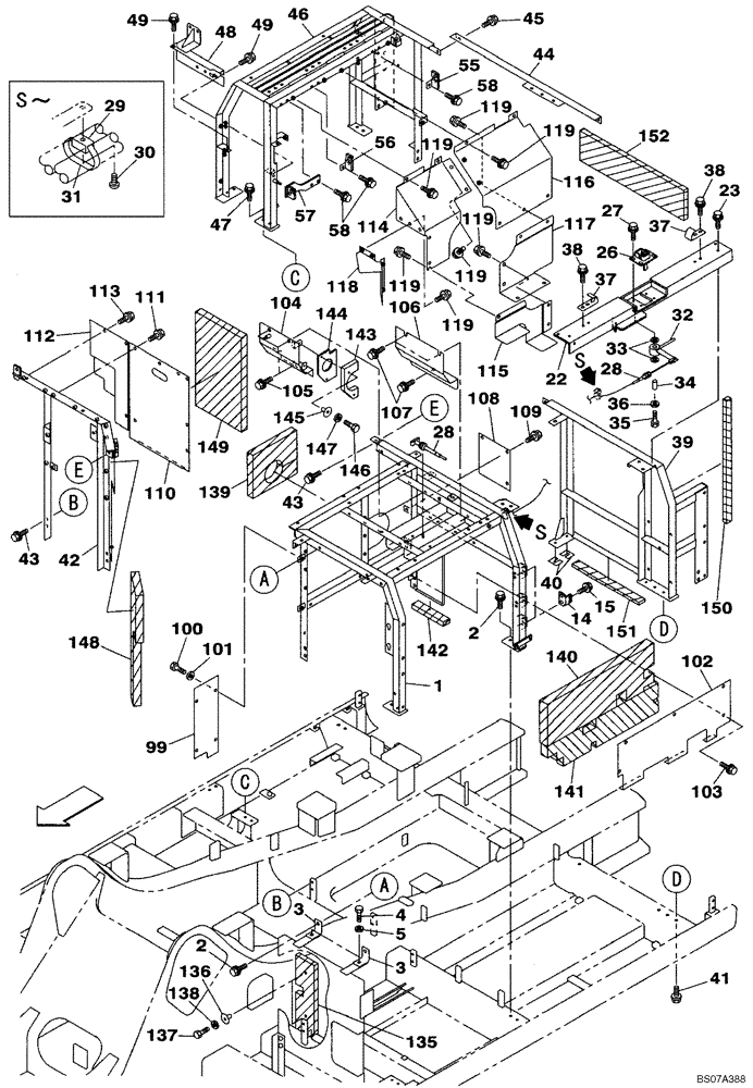 Схема запчастей Case CX460 - (09-06) - FRAMES, COVERS - INSULATION (09) - CHASSIS/ATTACHMENTS