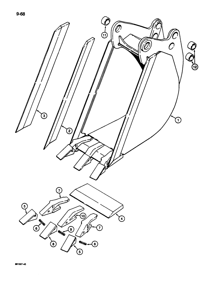 Схема запчастей Case 680L - (9-068) - BACKHOE BUCKET, 18 INCH (457 MM) WIDE, 18" TRENCHING BUCKET- HEAVY DUTY (09) - CHASSIS/ATTACHMENTS