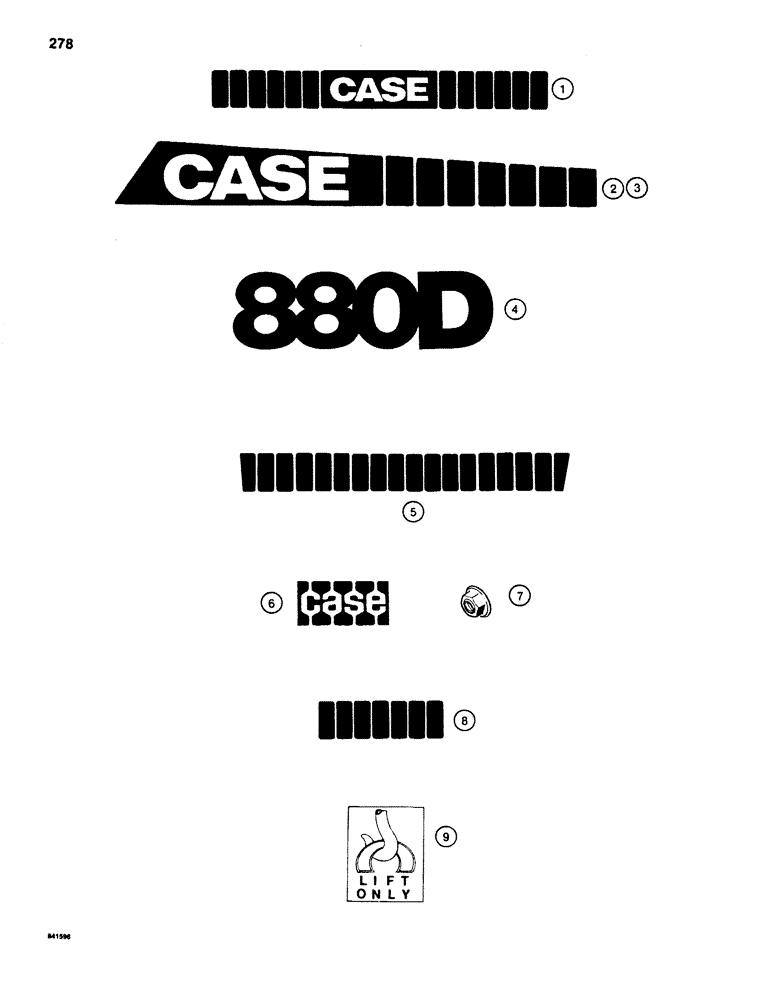 Схема запчастей Case 880D - (278) - DECALS (05) - UPPERSTRUCTURE CHASSIS