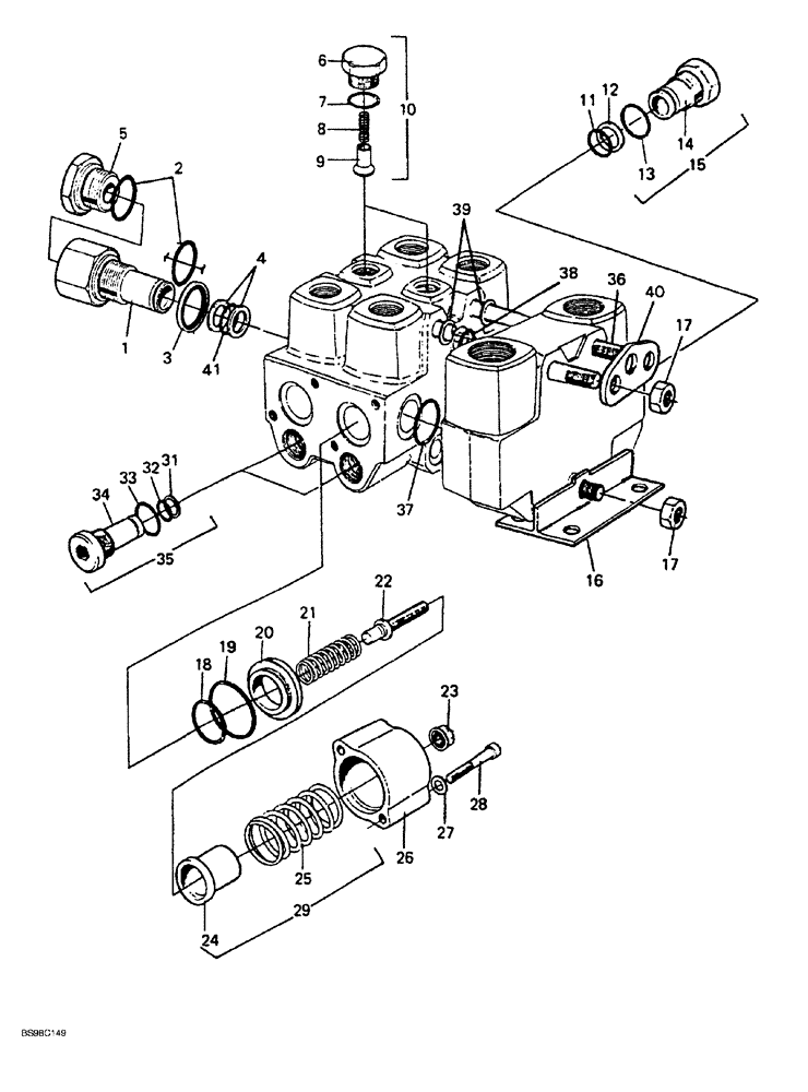 Схема запчастей Case 689G - (08-52) - MAIN CONTROL VALVE, BOOM AND BOOM EXTENSION SECTION (08) - HYDRAULICS