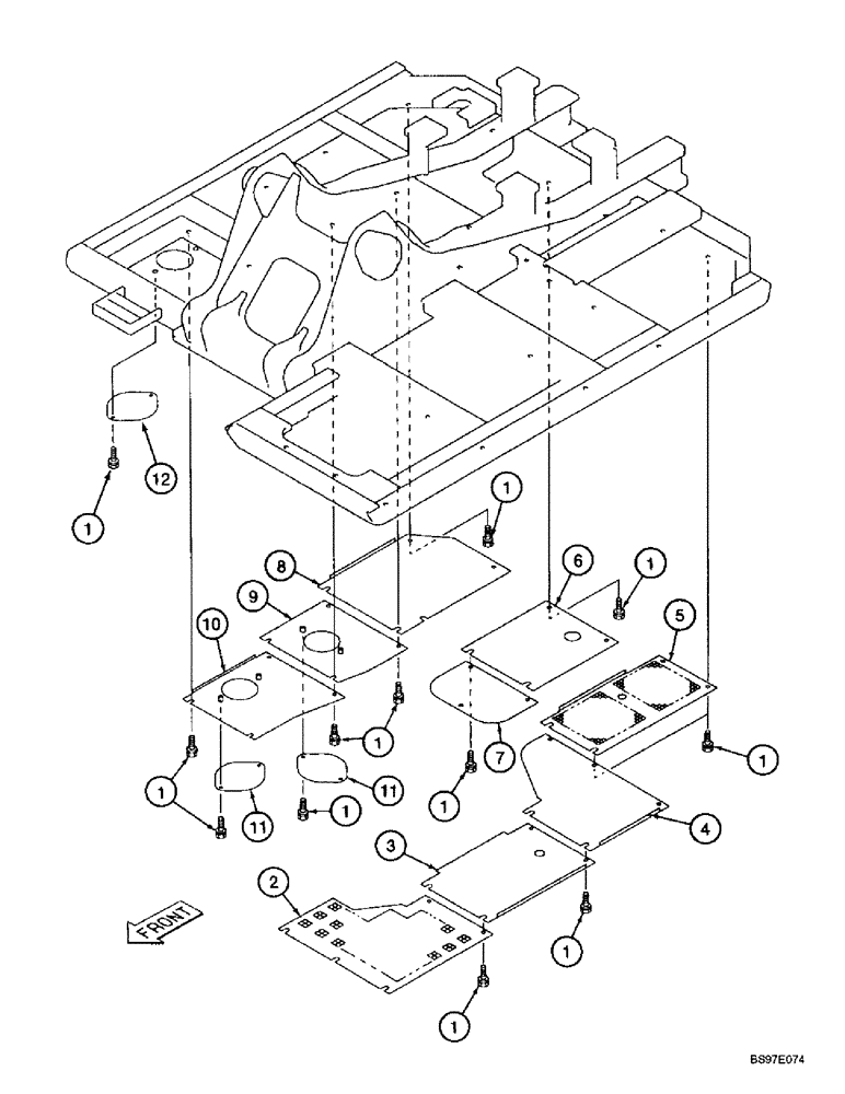 Схема запчастей Case 9010B - (9-008) - TURNTABLE ACCESS COVERS, PRIOR TO P.I.N. DAC01#2001 (09) - CHASSIS