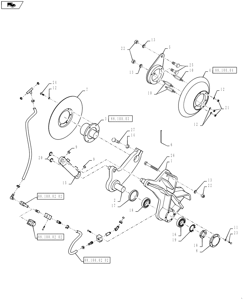 Схема запчастей Case DV207 - (88.100.02[01]) - EDGE CUTTER BRACKET, ARM, DISC, AND SHIELD (88) - ACCESSORIES