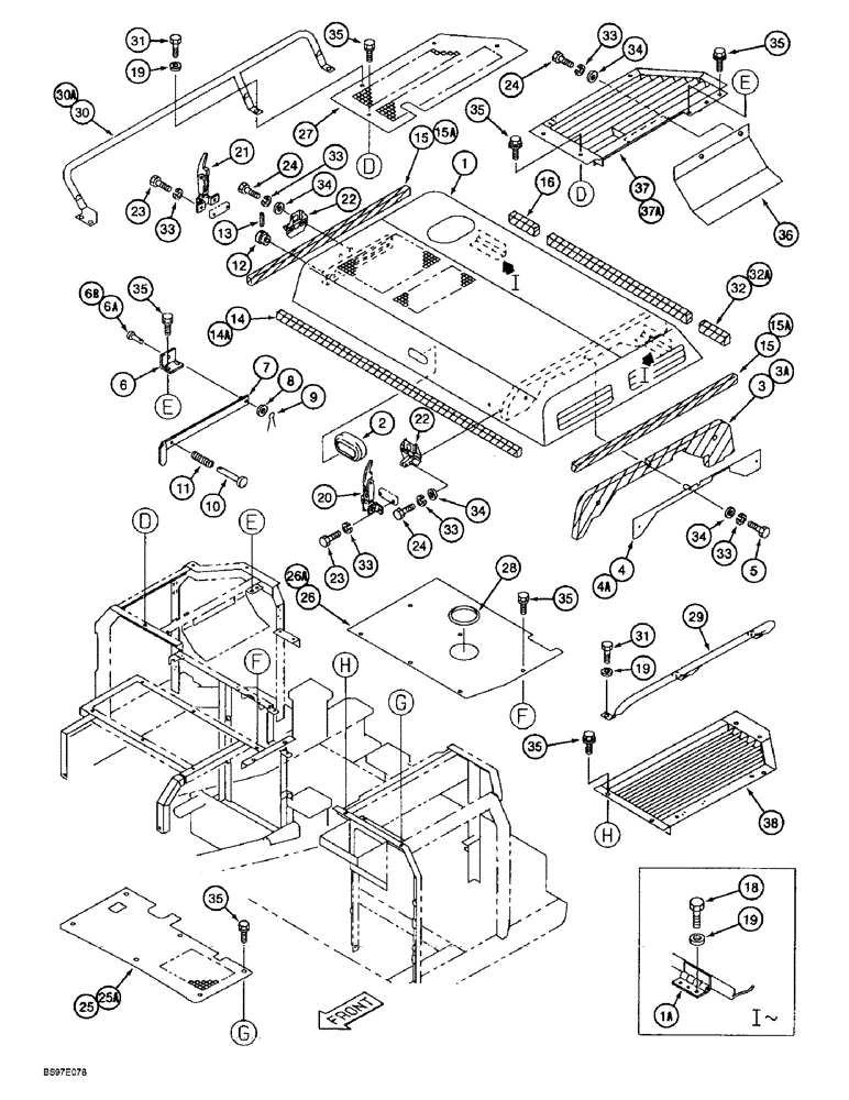 Схема запчастей Case 9010B - (9-020) - UPPER STRUCTURE, HOOD, COVERS AND INSULATION (09) - CHASSIS