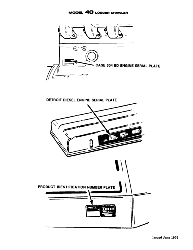 Схема запчастей Case 40BLC - (00-C) - CASE 504 BD ENGINE SERIAL PLATE (00) - GENERAL