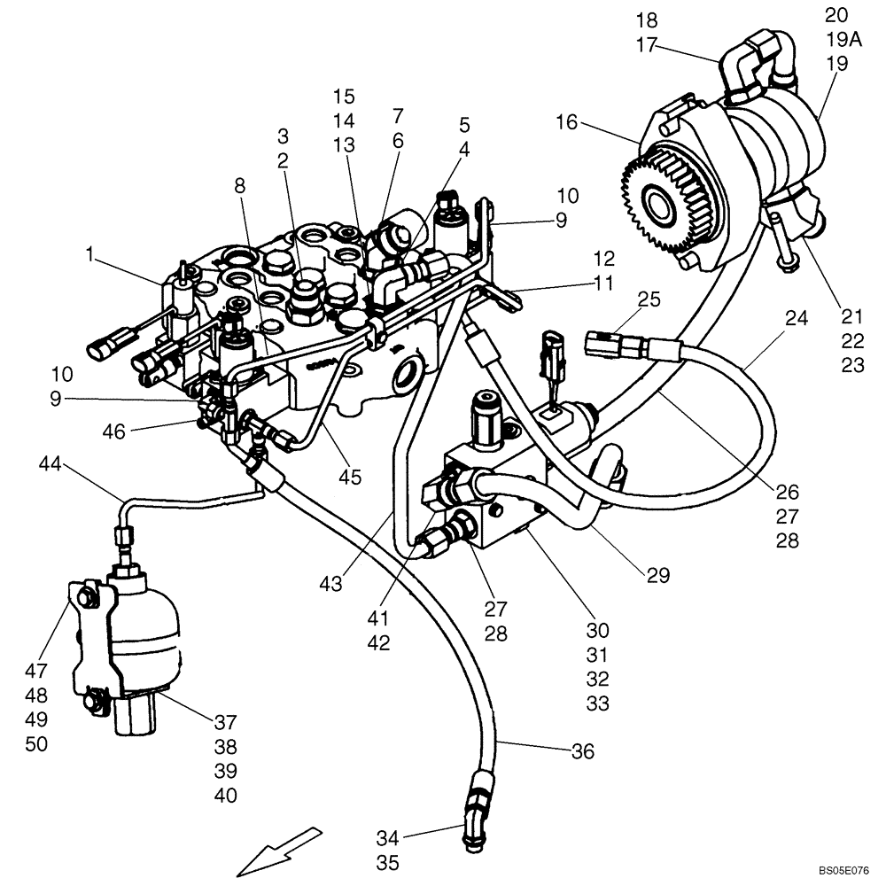 Схема запчастей Case 430 - (08-19) - HIGH FLOW, CONTROL VALVE (08) - HYDRAULICS