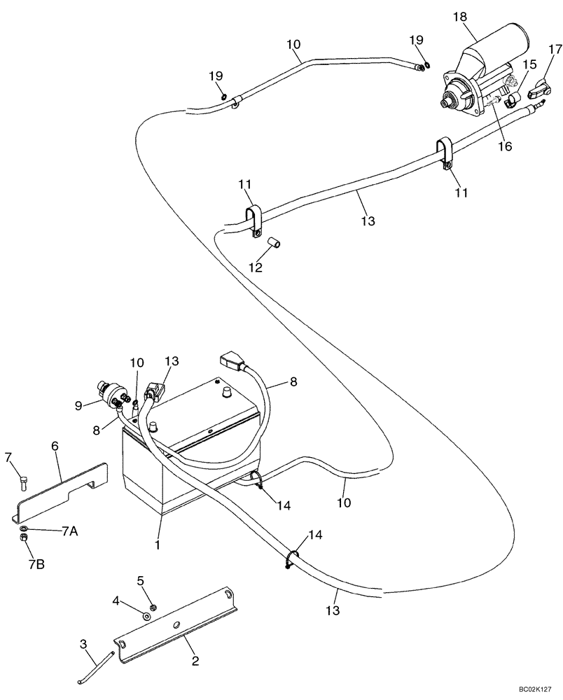 Схема запчастей Case 750K - (04-05) - BATTERY, SINGLE - CABLES (04) - ELECTRICAL SYSTEMS