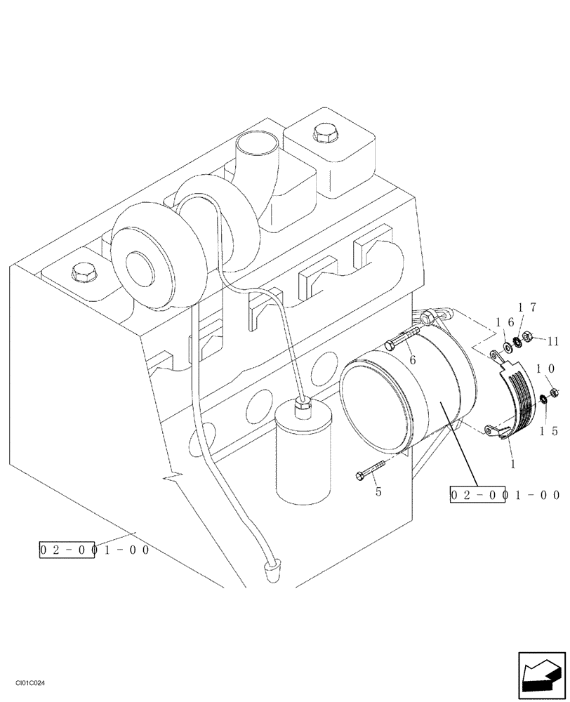 Схема запчастей Case SR15 - (04-008-00[01]) - ALTERNATEUR SHIELD (04) - ELECTRICAL SYSTEMS