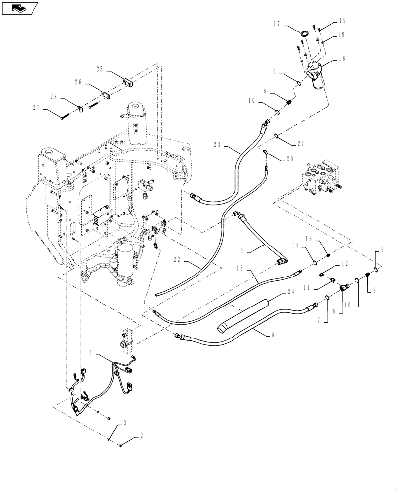 Схема запчастей Case 621F - (41.200.03) - AUXILLARY STEERING PACKAGE HOSES (41) - STEERING