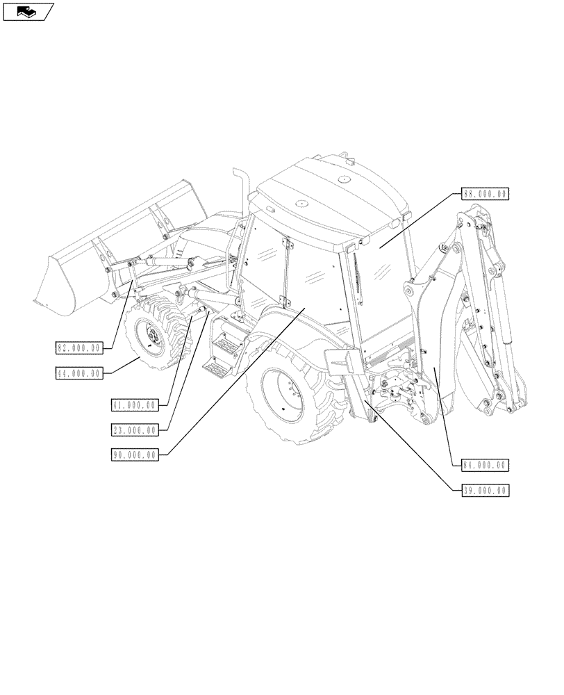 Схема запчастей Case 580SN WT - (00.000.00[02]) - PICTORIAL INDEX - MAIN SECTIONS (00) - GENERAL & PICTORIAL INDEX